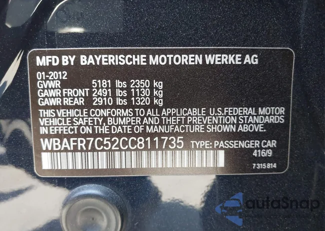 WBAFR7C52CC811735: 42301321