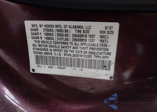 5FNRL38287B103393: 42301451