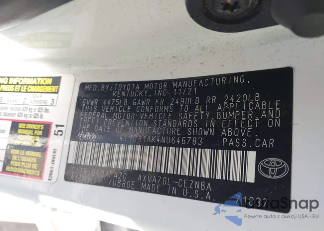 4T1C11AK4NU646783: 42301472