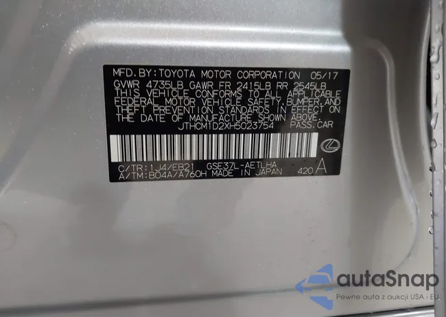 JTHCM1D2XH5023754: 42301540