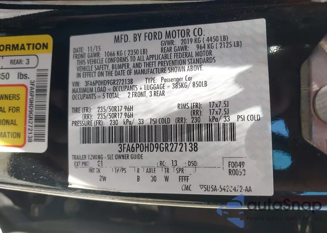 3FA6P0HD9GR272138: 42301701