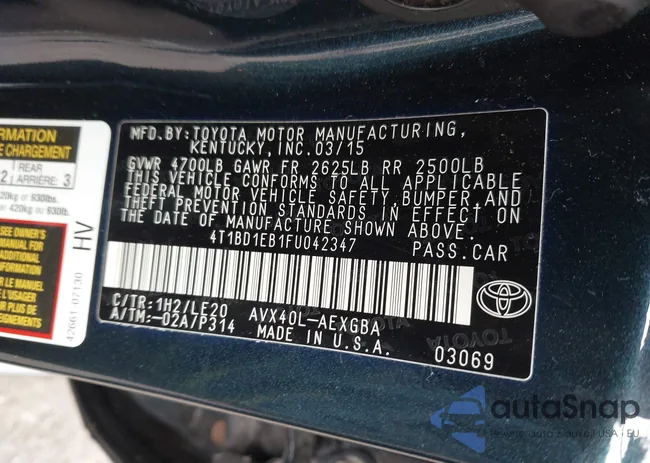 4T1BD1EB1FU042347: 42301708