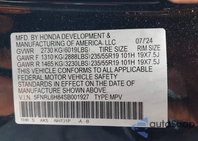 5FNRL6H84SB001927: 42301773