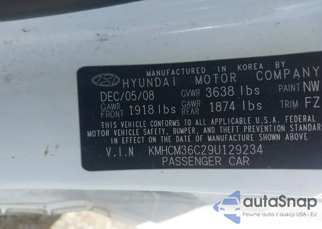 KMHCM36C29U129234: 42300810