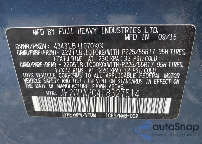 JF2GPAPC4F8327514: 42301095