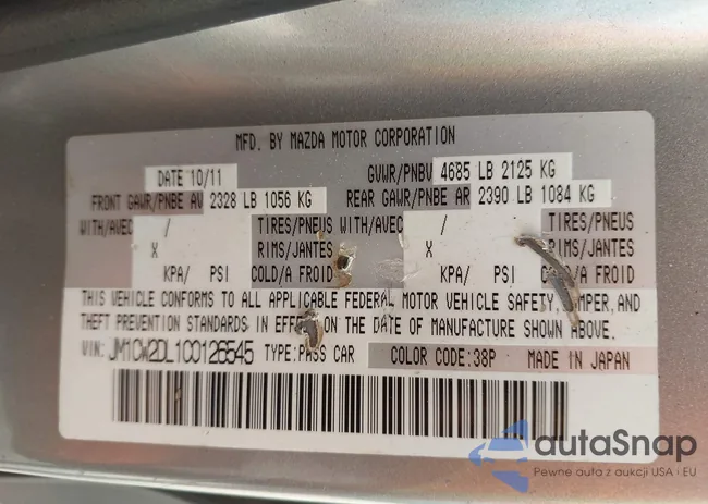 JM1CW2DL1C0126545: 42301130