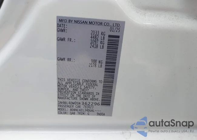 1N4BL4DW0SN362296: 42302777