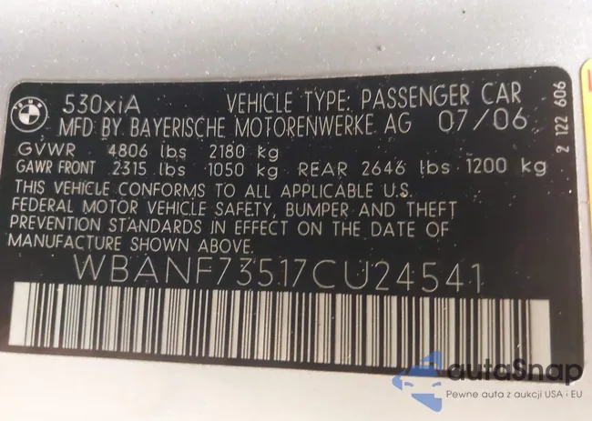 WBANF73517CU24541: 42301962