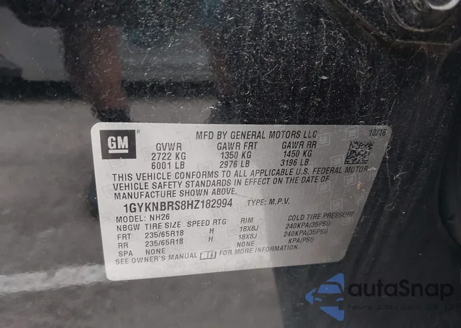 1GYKNBRS8HZ182994: 42302134