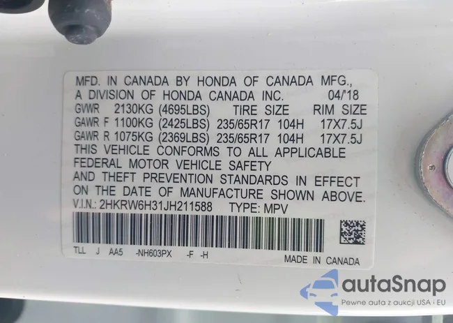 2HKRW6H31JH211588: 42303251