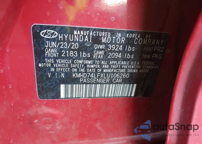 KMHD74LFXLU106260: 42303271