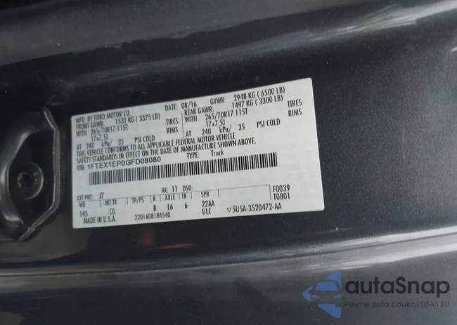 1FTEX1EP0GFD08080: 42303315