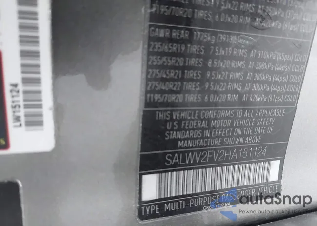 SALWV2FV2HA151124: 42303338