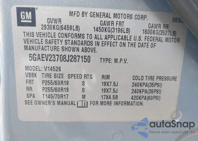 5GAEV23708J287150: 42303356