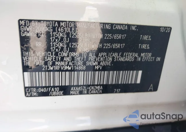 2T3W1RFV9MW114868: 42303384