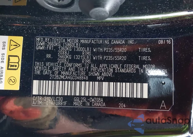 2T2BZMCA4GC048848: 42303448