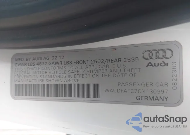 WAUDFAFC7CN130997: 42303759