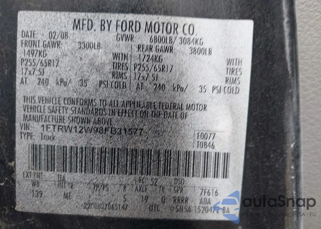 1FTRW12W98FB31577: 42303789