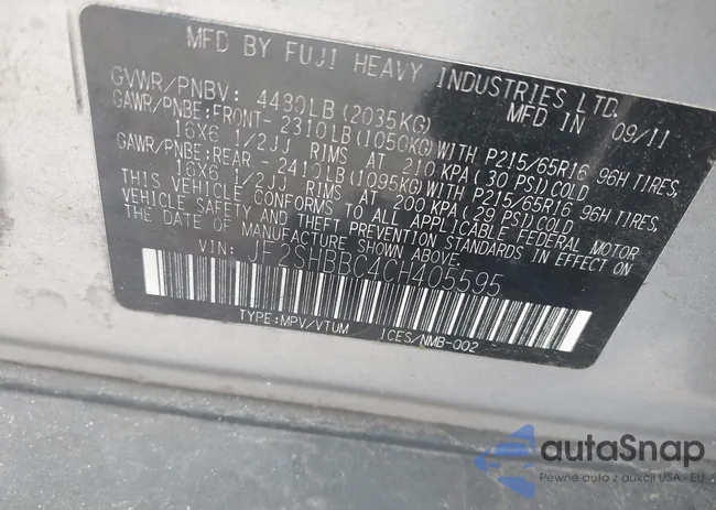 JF2SHBBC4CH405595: 42303010