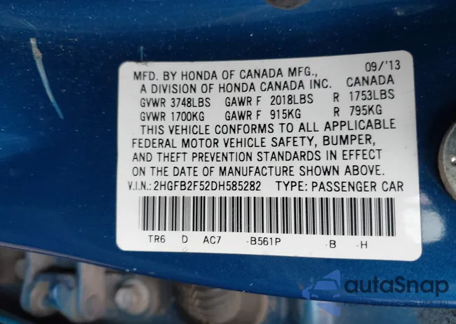 2HGFB2F52DH585282: 42303044