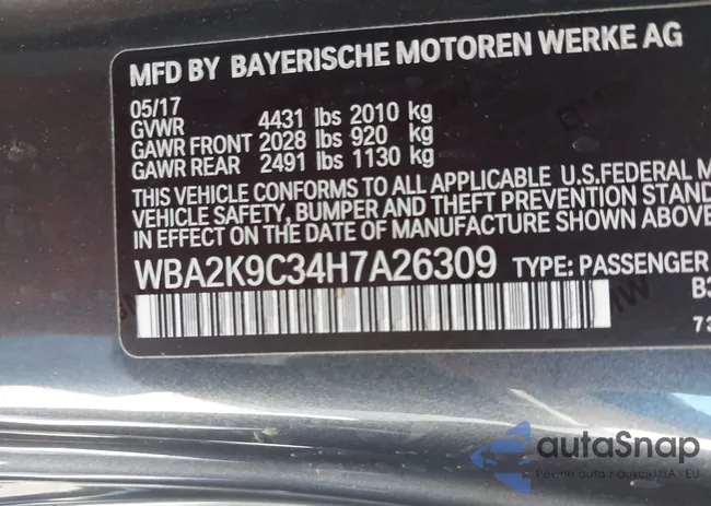 WBA2K9C34H7A26309: 42304310