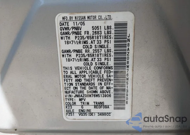 JN8AZ08W76W513906: 42304436