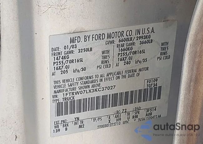 1FTRW07LX3KC37027: 42304471