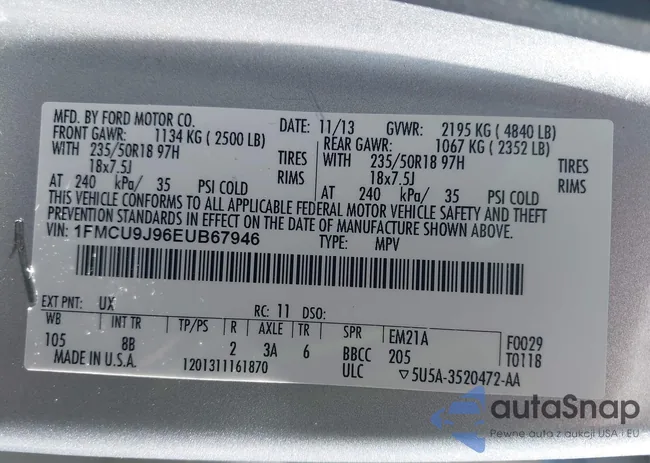 1FMCU9J96EUB67946: 42304693