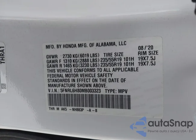 5FNRL6H80MB003323: 42303968