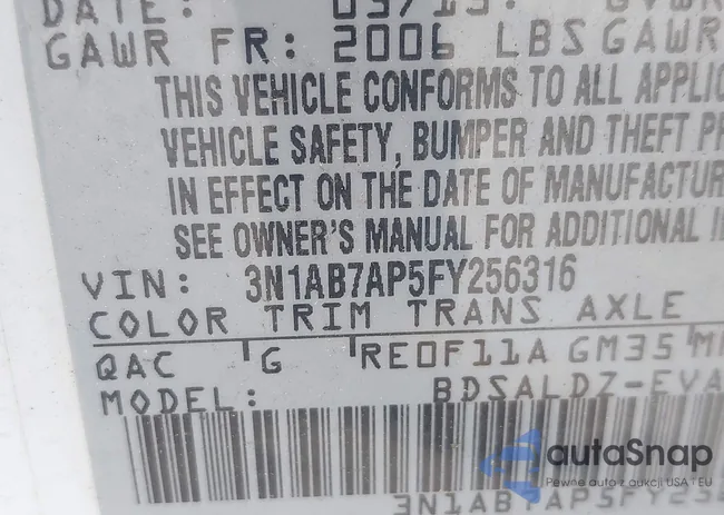 3N1AB7AP5FY256316: 42304156