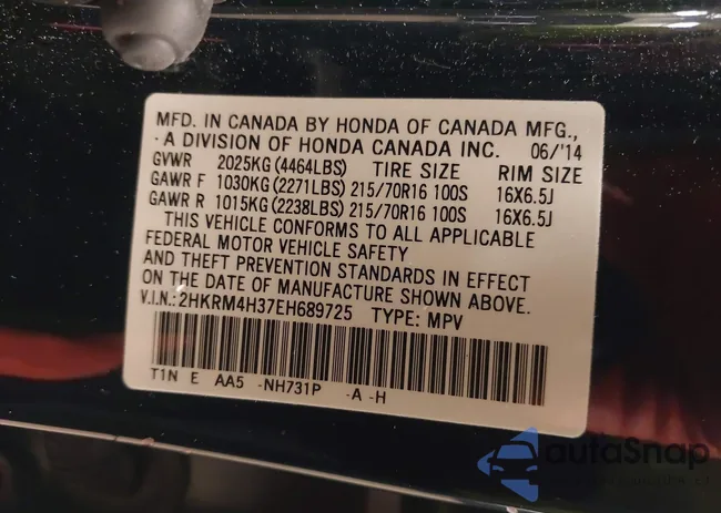 2HKRM4H37EH689725: 42305183