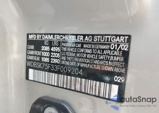 WDBSK75F33F009204: 42305205