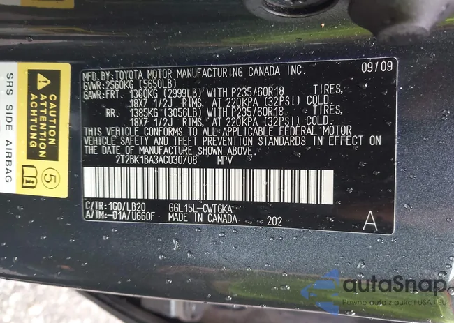 2T2BK1BA3AC030708: 42305238