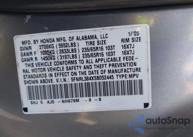 5FNRL384X5B052445: 42305275