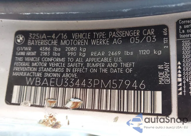 WBAEU33443PM57946: 42305280