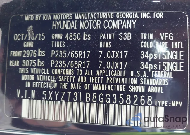 5XYZT3LB8GG358268: 42305287