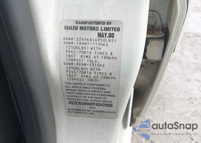 4S2CK58W0Y4342098: 42305343