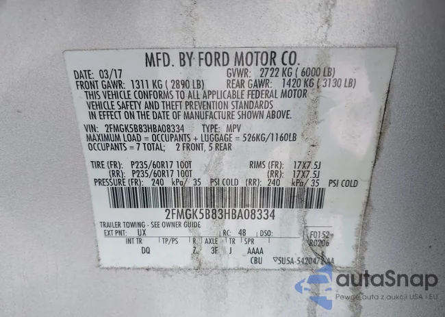 2FMGK5B83HBA08334: 42305416