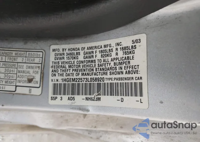 1HGEM22573L058920: 42305537