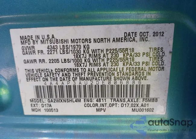 4A4AP3AU2DE006886: 42304920