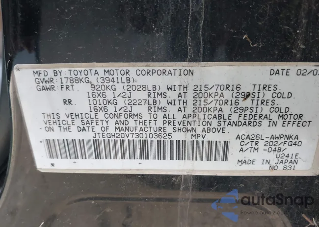 JTEGH20V730103625: 42305143