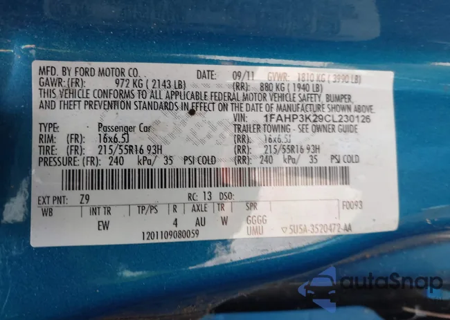 1FAHP3K29CL230126: 42306310