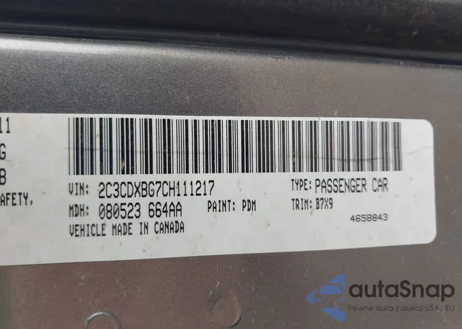 2C3CDXBG7CH111217: 42306486