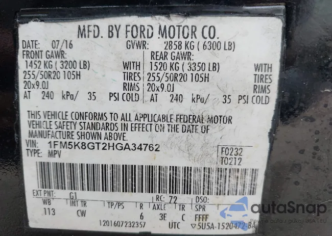 1FM5K8GT2HGA34762: 42306626