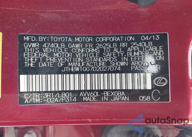 JTHBW1GG7D2027074: 42306719