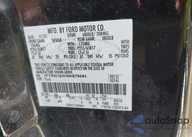 1FTRW12W16KB75643: 42305964