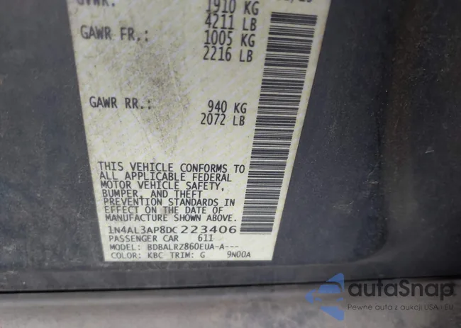 1N4AL3AP8DC223406: 42306001