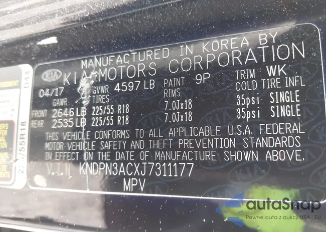 KNDPN3ACXJ7311177: 42307215