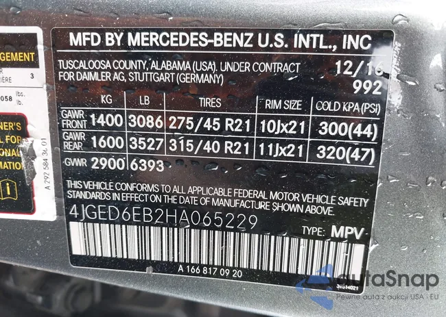 4JGED6EB2HA065229: 42307280