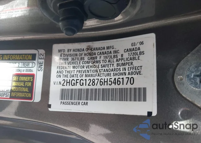 2HGFG12876H546170: 42307305